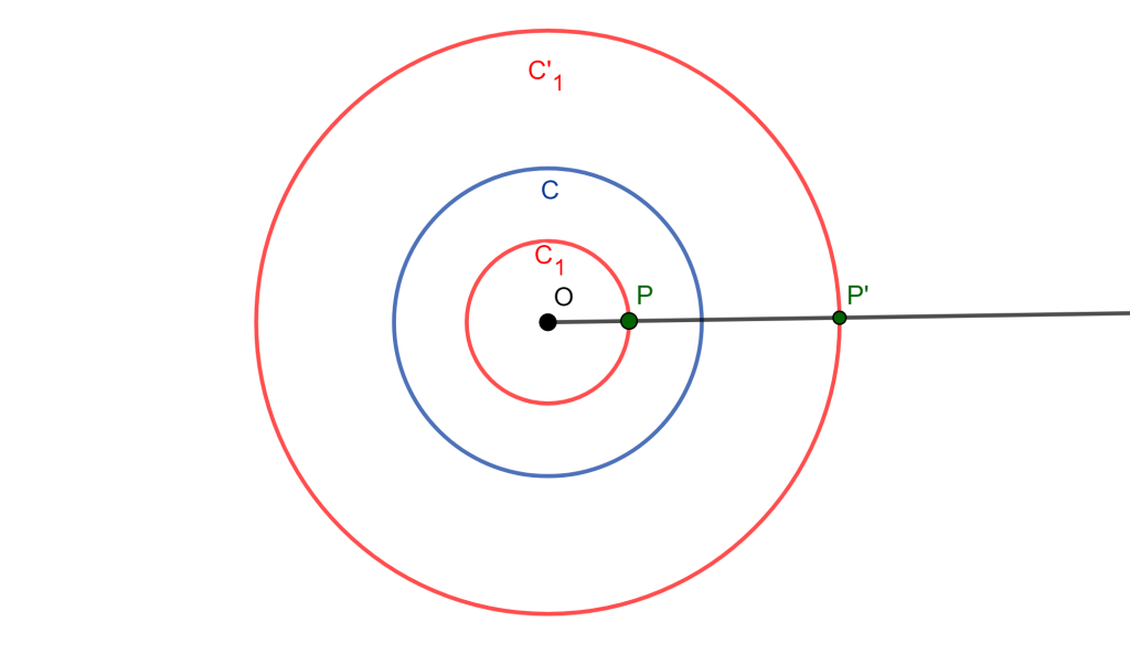 Circunferencia concéntrica con C(O,r).